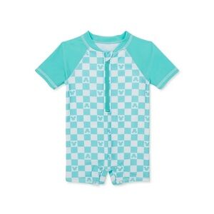 Disney Mint Green Checkered Kids Rashguard
